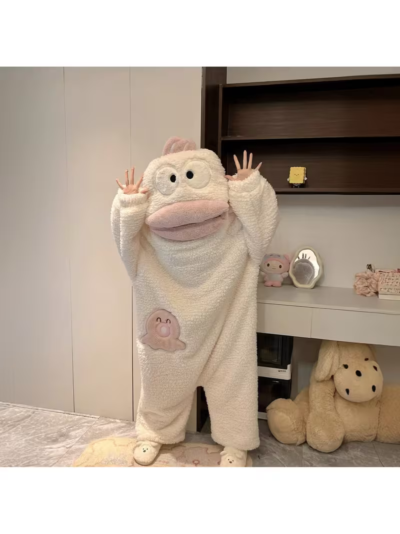 Onzis cream monkey onesie, hands-up pose
