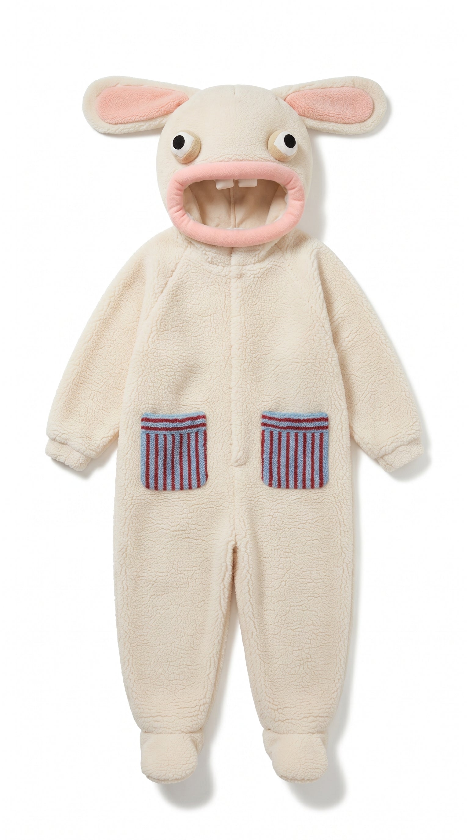 Onzis cream bunny onesie — white background product shot