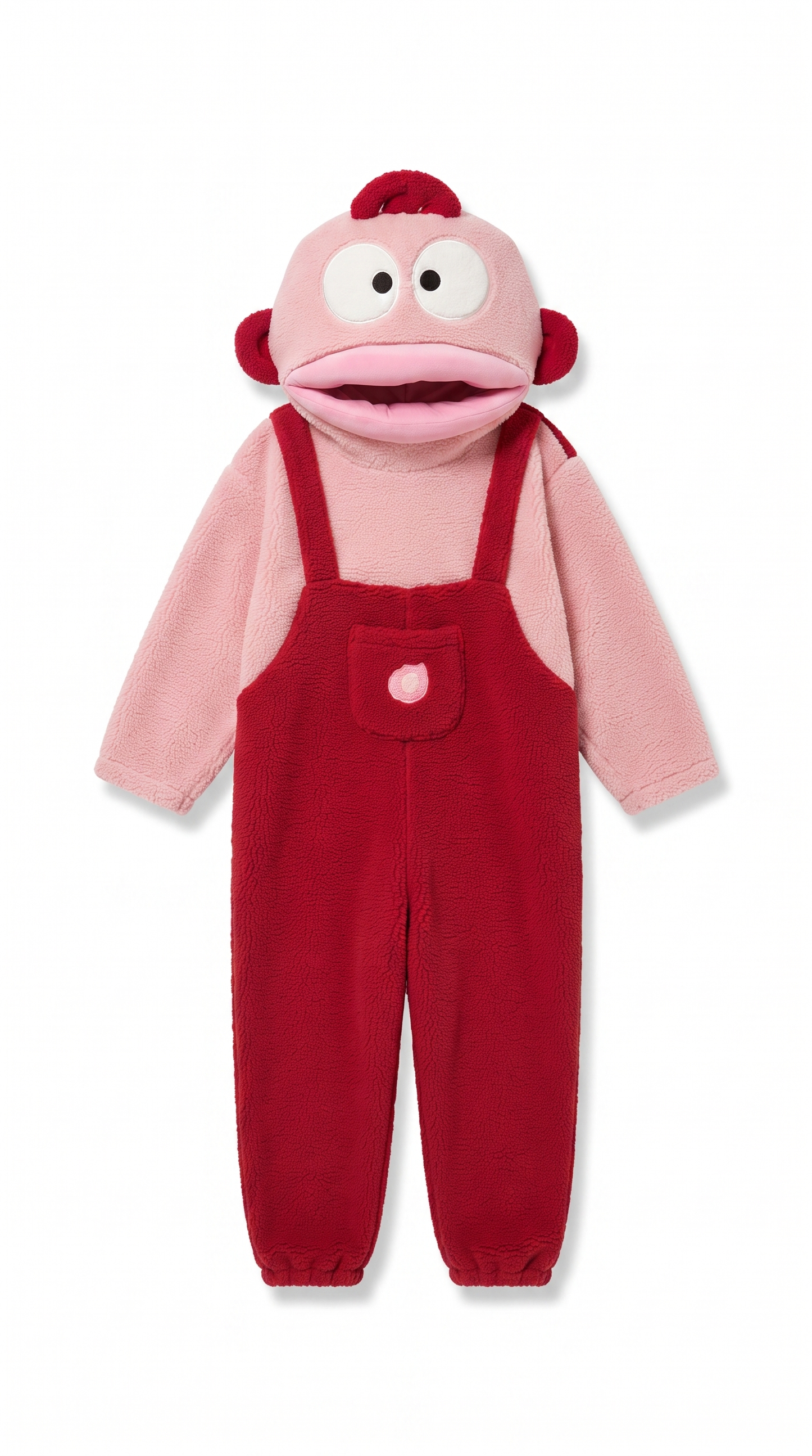 Onzis pink fish onesie — white background product shot