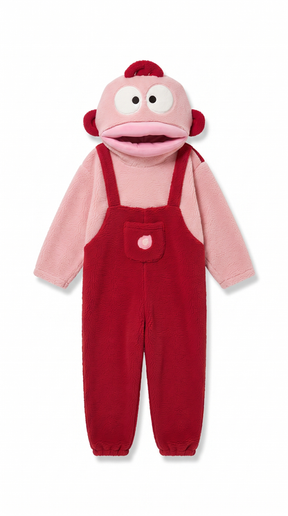 Onzis pink fish onesie — white background product shot